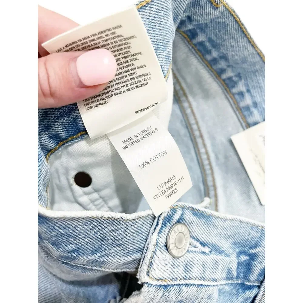 Agolde Parker Long with Cuff Denim Shorts Covet Blue Sz 32 New
